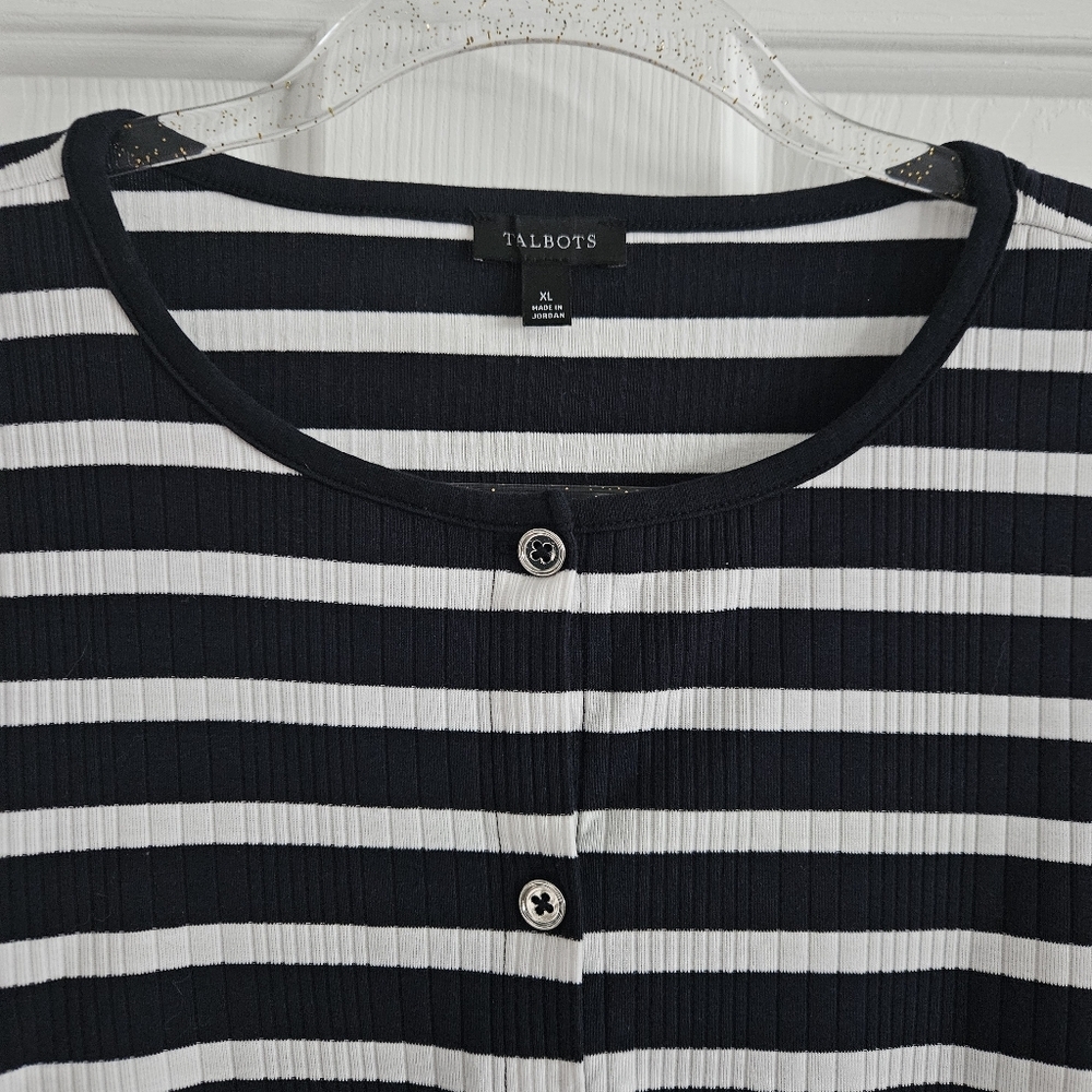 NWOT Talbots Variegated Ribbed Cardigan/Button Front Ribbed Top - Picture 7 of 10